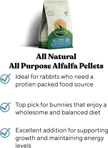 Vista 3 de Rabbit Hole Hay - Pellets de alfalfa totalmente naturales para mascotas pequeñas - 12 oz - Mezcla rica en nutrientes