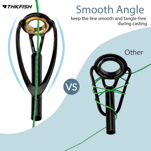 Vista 4 de THKFISH Kit de reparación de puntas de caña, 50 piezas, puntas de caña, kit de repuesto de puntas de caña de pescar, kit de reparación de punta