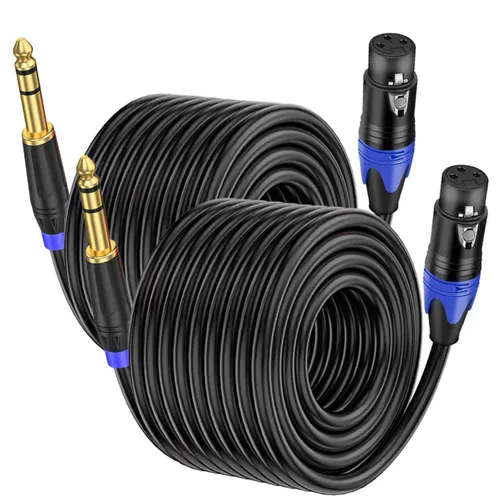 Vista 8 de Adaptador estéreo XLR a 1/4 TRS, XLR hembra a 1/4 de pulgada (0.250 in) de micrófono equilibrado, adaptador convertidor de audio estéreo