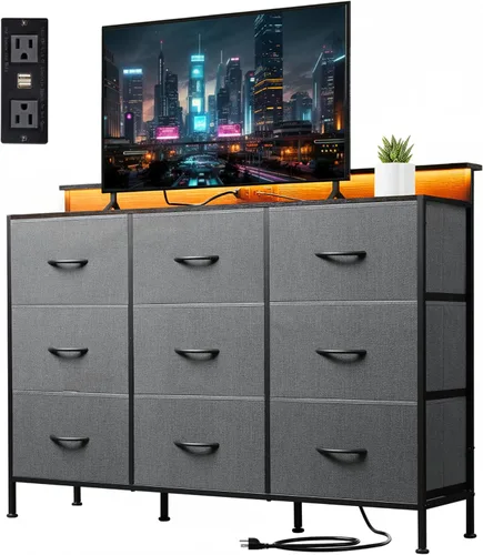 Vista 14 de Soporte de TV blanco para TV de 60, 65, 70 pulgadas, centro de entretenimiento con 8 cajones, mesa consola multimedia con parte superior de madera