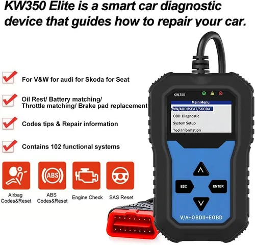 Vista 5 de Escáner de diagnóstico OBD2 para coche VAG adecuado para VW adecuado para Audi ABS Airbag Reset Oil Service Light EPB herramienta de diagnóstico