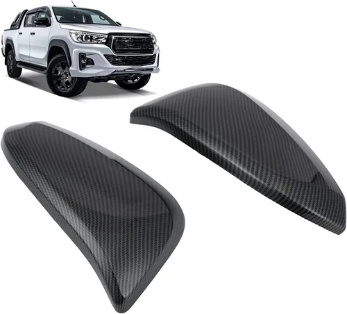 Vista 8 de Cubiertas de espejo de puerta, ABS de fibra de carbono lateral Cubiertas de espejo retrovisor cubierta para Hilux Revo Vigo, para Fortuner