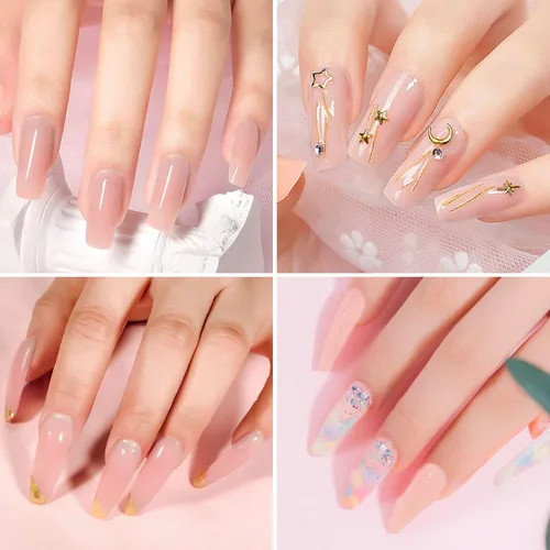 Vista 3 de ROSALIND Gel de uñas de poliéster rosa suave, gel de extensión de poliéster de 2.1 onzas líquidas para decoración de uñas, extensión engrosada