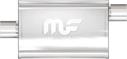MagnaFlow 11224 - Silenciador de escape Performance 11224: entrada/salida de 2"/2", ovalado, 4x9x14", acero inoxidable, acabado satinado
