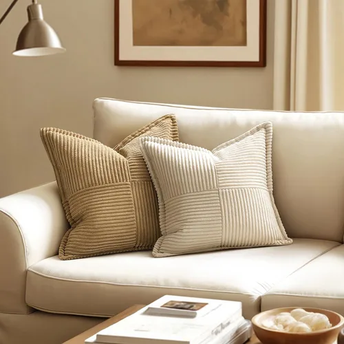 Vista 2 de MIULEE Juego de 2 fundas de almohada decorativas para sofá, cama y sala de estar, 20 x 20 pulgadas, beige, acento bohemio, cojines de estilo tirada