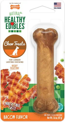 Nylabone Healthy Edibles Natural Dog Chews - Golosinas masticables de larga duración con sabor a tocino para perros, pequeños/regulares (1 unidad) de Central Garden & Pet