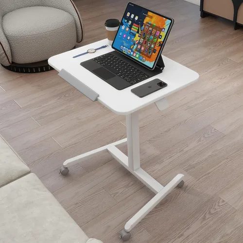 PUNCIA Escritorio móvil de pie de 25 pulgadas, mesa neumática para computadora portátil de altura ajustable, no requiere montaje, escritorio