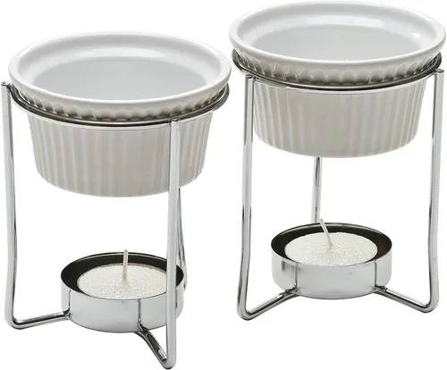 Set de 2 calientaplatos Prepworks de Progressive International GCBW para mantequilla, A, Blanco