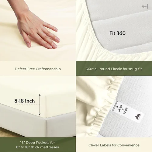 Vista 114 de Mayfair Linen Juego de sábanas de 100% algodón egipcio, tamaño individual (paquete de 2) – Sábanas de lujo blancas de 600 hilos, tamaño individual