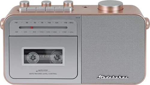 Vista 2 de Studebaker SB2130RG Reproductor de cassette portátil con radio AM/FM (oro rosa/plata)