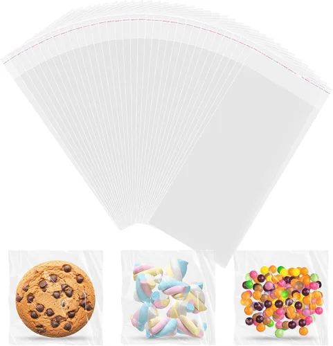 PATIKIL Bolsas de galletas transparentes de 6 x 12 pulgadas, 200 bolsas resellables para golosinas, envoltorios de regalo OPP, embalaje de panadería