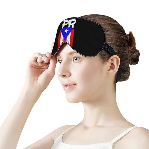 Vista 7 de Máscara para dormir con bandera de Puerto Rico PR para dormir, linda máscara de ojos para viajar con correa ajustable para dormir