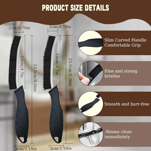Vista 2 de 3 Piezas Herramienta de Cepillo de Limpieza para Hendiduras Cepillo para Lechada Suministros de Limpieza, Elementos Esenciales para el Hogar Baño
