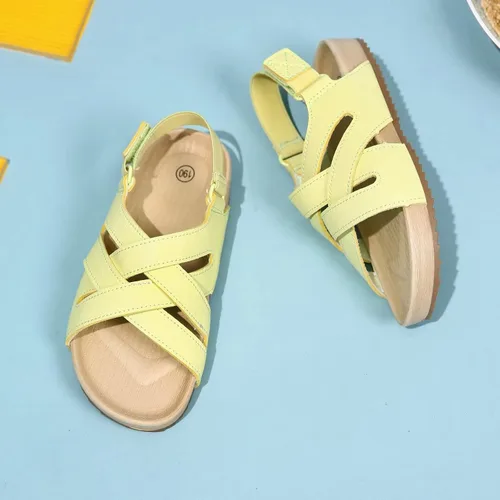 Vista 8 de Cubufly Sandalias para niños pequeños, de doble correa, planas, cómodas, para verano, correas elásticas en la parte trasera con gancho