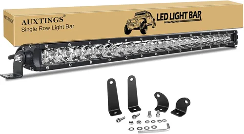 Vista 10 de AUXTINGS 20 pulgadas 90 W Spot Single Row 8100LM Off Road LED antiniebla conducción techo parachoques barras 2 estilos soportes de montaje