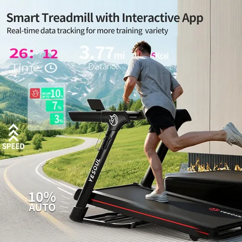 Vista 2 de Yesoul Walking Pad Treadmill with 10% Auto Incline, Under Desk Treadmill for Home Walking, Hiking & Running, 300lbs Capacity, Smart App Scenic