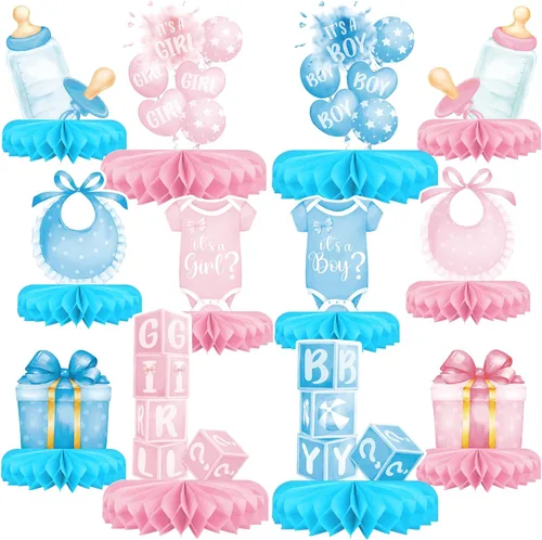 Vista 18 de Juego de suministros para fiesta de cumpleaños de unicornio, decoraciones de mesa arcoíris con centro de mesa de panal para decoraciones de fiesta