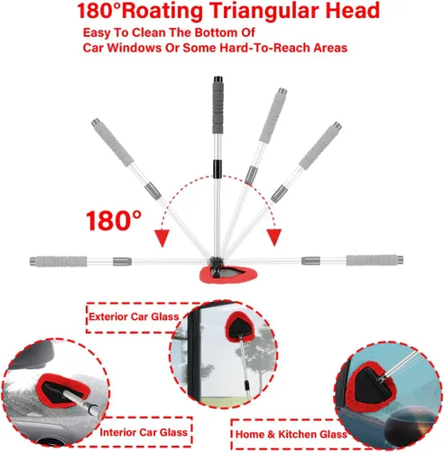 Vista 4 de Herramienta de limpieza de parabrisas, limpiador de ventanas de automóvil con 4 almohadillas de microfibra lavables y reutilizables, kit de limpieza