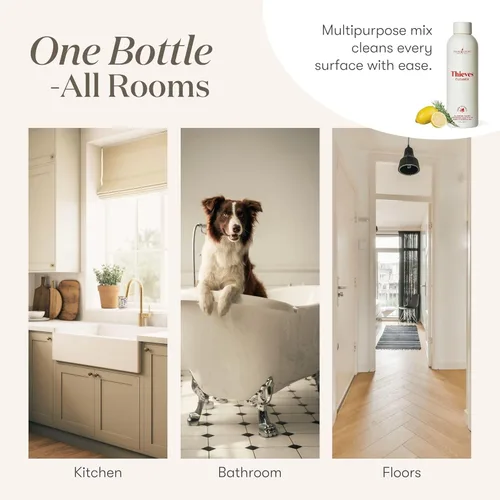 Vista 6 de Thieves - Limpiador doméstico 14.4 onzas Solución multisuperficie a base de plantas infundida con aceites esenciales Diluye para pisos