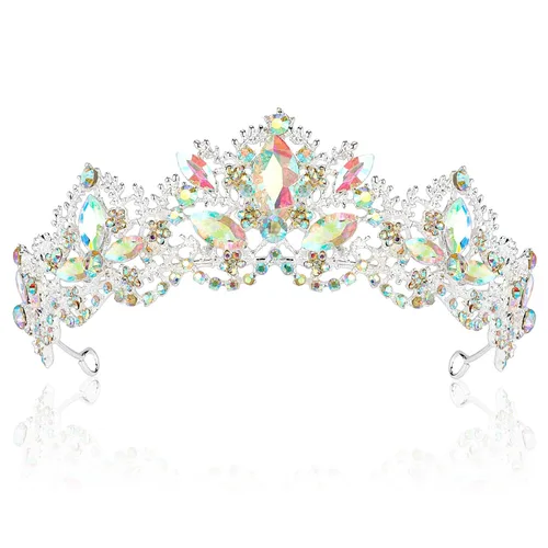 Tiaras plateadas para mujer, coronas de cristal para niñas, aurora boreal, boda, novia, princesa, graduación, fiesta, accesorios para el cabello de