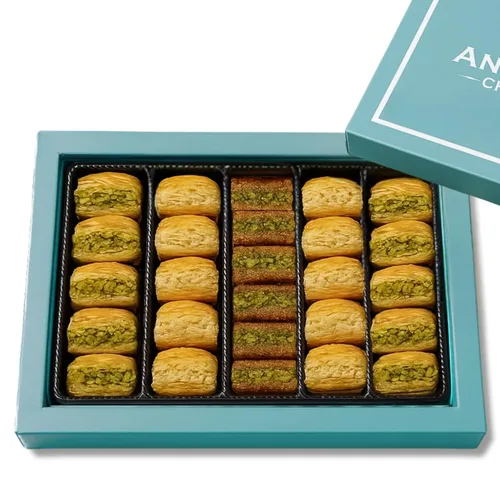 Vista 8 de ANDY ANAND CHOCOLATIER Baklava sin azúcar, pastelería turca de Baklava con nueces, deliciosa caja de regalo comestible con pistacho, nuez