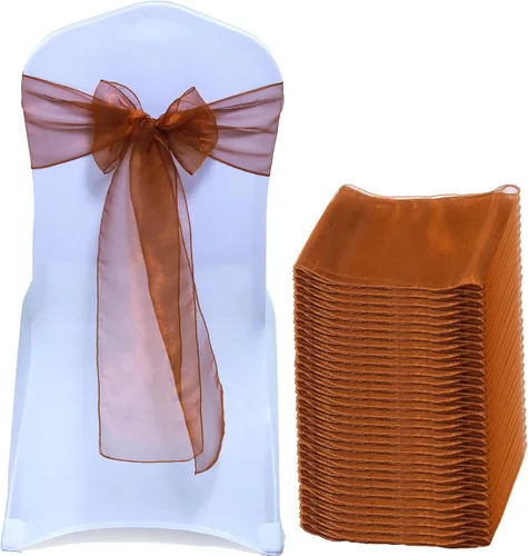 Vista 32 de Bandas de organza para decorar sillas en bodas y eventos, 100 unidades, organza, Manzana Verde (Apple Green), 10