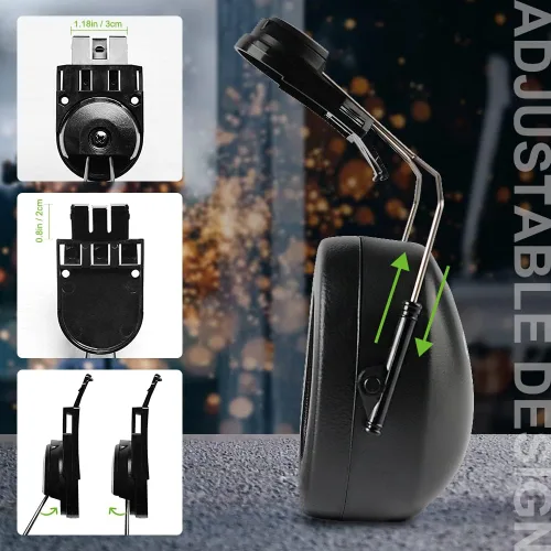 Vista 4 de GREEN DEVIL - Orejeras de protección auditiva con cancelación de ruido NRR 28dB Protección auditiva para tiro, campo de tiro, construcción, adulto