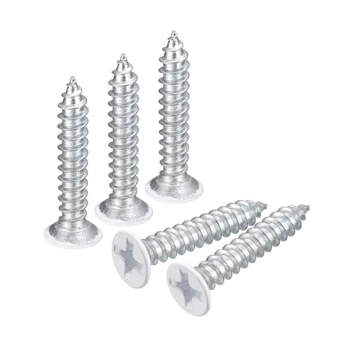 Vista 12 de uxcell Tornillos blancos ST2x4mm Tornillos autorroscantes, 100 tornillos Phillips de cabeza plana para madera para carpintería