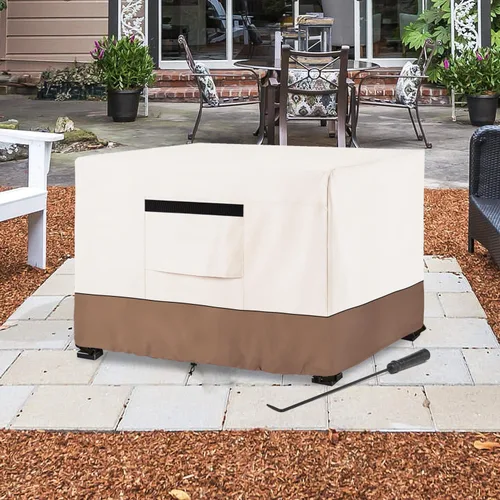 Vista 8 de Cubierta para hoguera, resistente al aire libre, 600D, 100% impermeable, cubierta cuadrada para hoguera, resistente a la intemperie, 30 pulgadas