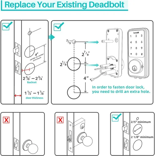 Vista 7 de Cerradura inteligente de entrada sin llave, cerradura de puerta electrónica digital Bluetooth con teclado, cerraduras inteligentes para puerta