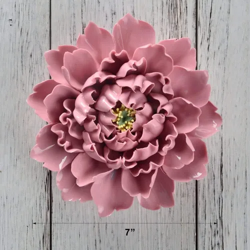 Vista 2 de Insiswiner Flores de cerámica hechas a mano 3D decoración colgante de pared rosa 7
