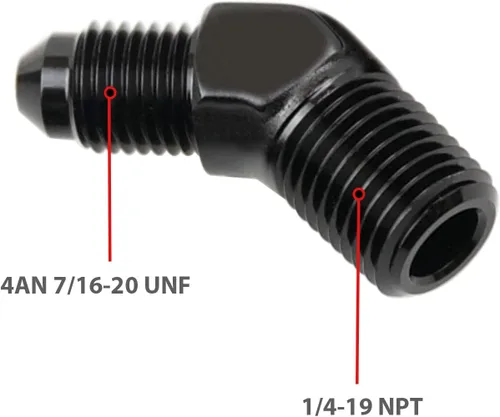 Vista 148 de Adaptador de tubo de aluminio recto 3AN acampanado a 1/4" NPT macho Unión de rosca adaptador de manguera de combustible negro