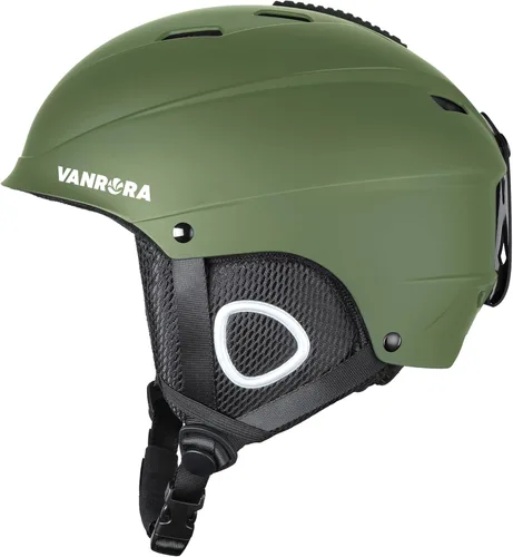 VANRORA Casco de esquí, casco de snowboard para hombres y mujeres, ventilación con control de clima, ajuste de esfera, compatible con gafas, forro