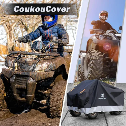 Vista 6 de Cubierta para cuatrimoto impermeable, resistente al aire libre, cubierta de 4 ruedas, para todo tipo de clima, para almacenamiento al aire libre