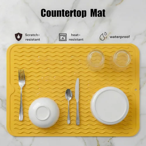 Vista 706 de MicoYang Alfombrilla de Silicona para Secar Platos de Múltiples Usos, Fácil de Limpiar, Ecológica, Alfombrilla de Silicona Resistente al Calor