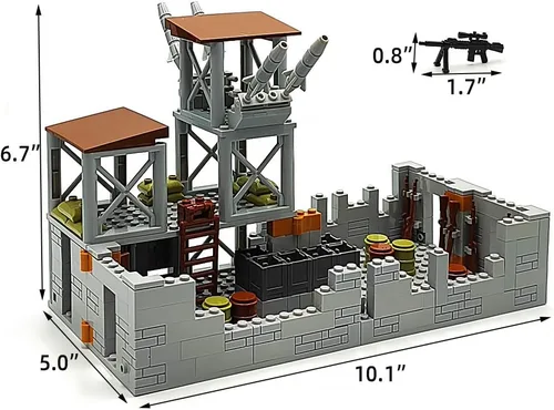 Vista 6 de ZHX Juego de ladrillos de construcción de base militar para minifiguras del ejército, accesorios de guerra, base de defensa, armas, armas, bloque