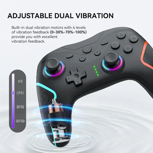 Vista 5 de Olimoxi Switch Controller for SwitchSwitch LiteSwitch OLED, Wireless Switch Pro Controller with Joystick,Wake up, LED Color Light, Programmable