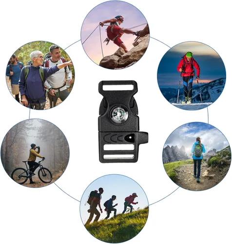 Vista 7 de Jexine 50 clips de hebilla de brújula de plástico paracord hebillas accesorios para camping, viajes, supervivencia de emergencia