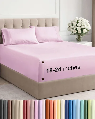 Vista 47 de Sábanas individuales de bolsillo extra profundo, sábanas transpirables y refrescantes de 3 piezas, juego de sábanas de lujo para hotel, suaves, sin