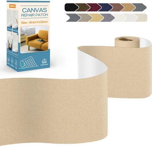 Vista 52 de KING MOUNTAIN Parche de reparación de lona de 9 x 11 pulgadas, 2 piezas, parche de tela impermeable autoadhesivo para sofás, tiendas de campaña