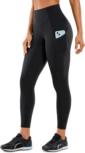 CRZ YOGA - Leggings de entrenamiento para mujer con sensación de desnudez, 25 pulgadas, pantalones de yoga de cintura alta con bolsillos laterales,