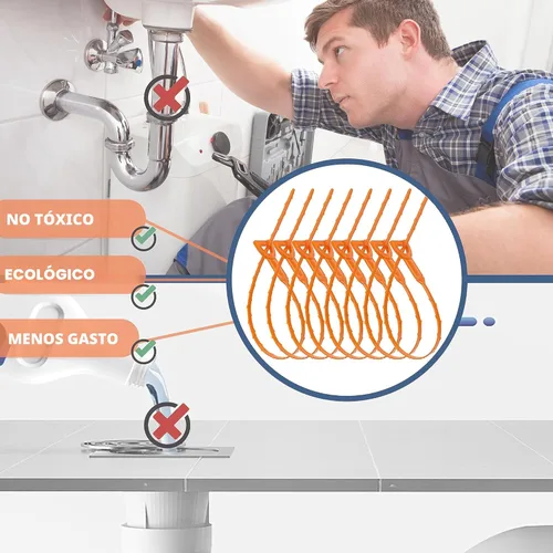 Vista 7 de Paquete de 8 Destapacaños de Serpiente de Drenaje de 25 Pulgadas, Removedor de Cabello de Drenaje, Herramienta Limpiadora de Barrena de Serpiente