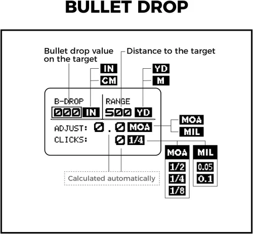 Vista 4 de Calculadora de rango con inclinómetro digital, MRAD y MOA Calculadora digital de tiro de largo alcance