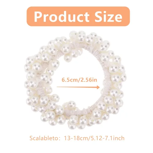 Vista 2 de Lusofie 4 ligas para el cabello con perlas blancas y perlas elásticas para coleta de caballo, accesorios para el cabello para mujeres y niñas