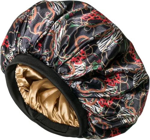 Vista 8 de CAPLORD Gorro de satén forrado para dormir, gorro de bambú para el cabello rizado natural para mujeres y hombres Cadenas beige