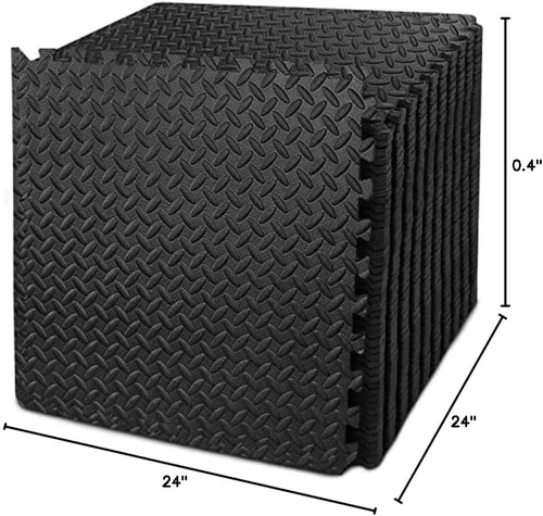 Vista 7 de BEAUTYOVO Tapete de ejercicio tipo rompecabezas con 12/24/48 baldosas de espuma entrelazadas para gimnasio, baldosas de espuma EVA de 24'' x 24