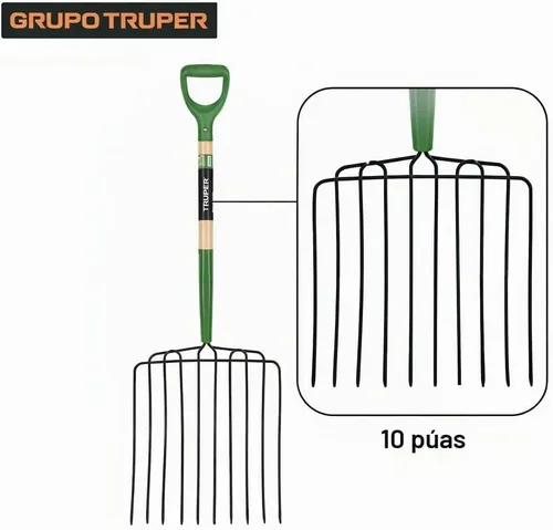 Vista 4 de Horquilla para abono Truper Tru Pro 54", de 3 púas, horquilla de 4 púas (Tru Pro - Spading Fork 4-Tine), 30 - pulgadas
