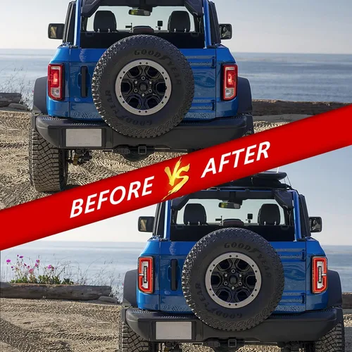 Vista 4 de Juego de luces traseras LED para Ford Bronco 2021 2022 2023, juego de luces traseras mejoradas, solo apto para accesorios halógenos originales