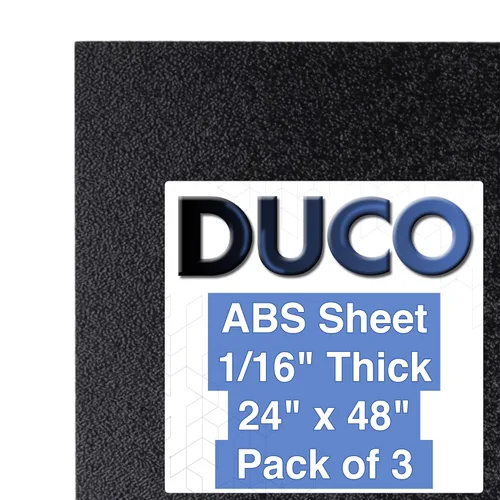 Vista 9 de Duco - Lámina de plástico ABS fabricada en Estados Unidos de 1/16 pulgadas de grosor, 6 x 12 pulgadas, 1 paquete de paneles termoplásticos negros
