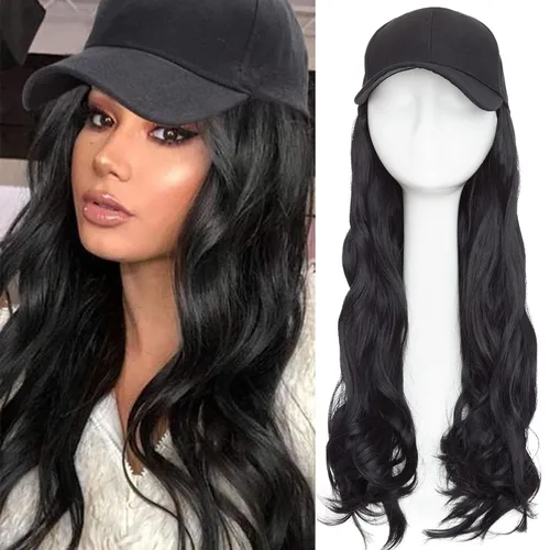 Vista 19 de S-noilite Peluca de gorra de béisbol de 6 pulgadas con peinado Bob y extensiones de cabello, gorra de béisbol recta ajustable para mujer